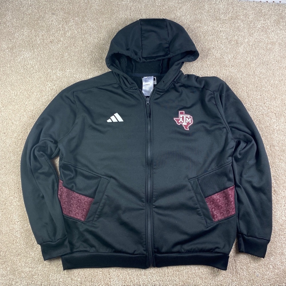 Adidas Texas A&M Aggies Full Zip Hoodie‎ Black Maroon IQ2383 Womens Large